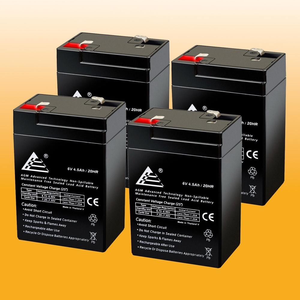 4 Pack: 6V 4.5AH SLA Battery Replaces UB645 ELB06042 YT-645 PS-640 3FM4.5 CP645