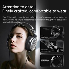 FiiO JT3 Over-Ear Open-Back Headphones, 50mm Dynamic Driver (Silver)