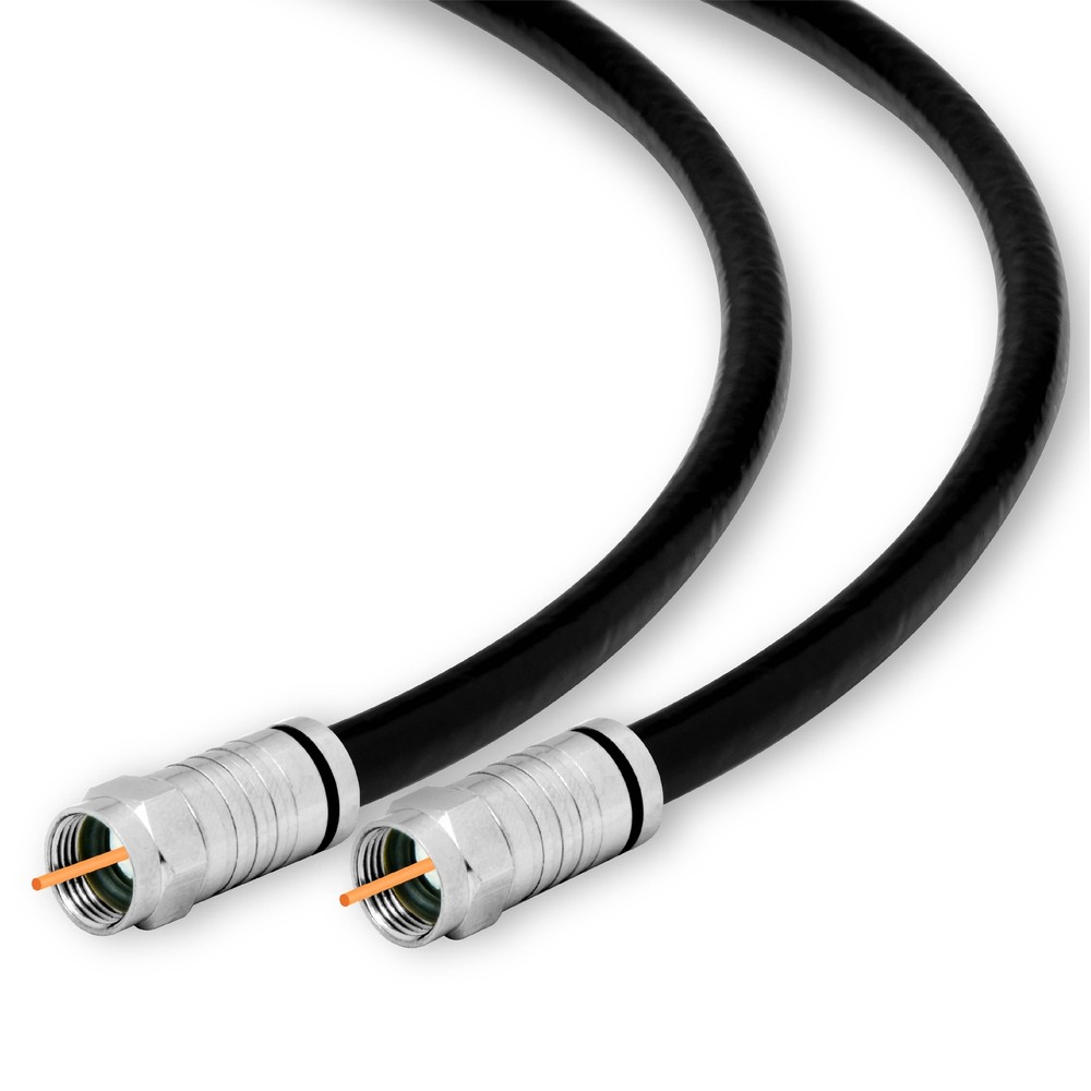 18 Ft RG6 Quad Shield Coaxial Cable F Connector 18 AWG 3GHZ 75 Ohm Sat TV
