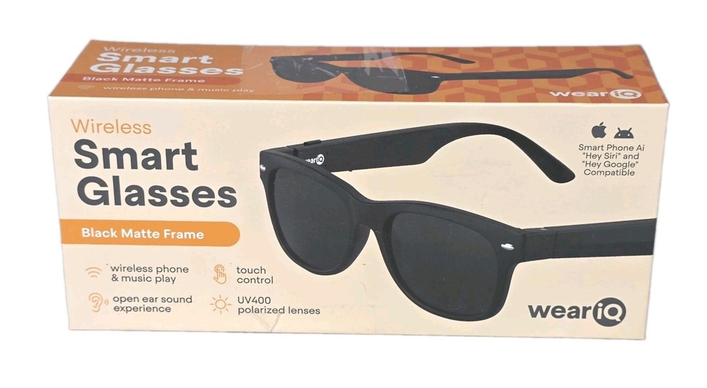 New WeariQ Wireless Smart Glasses Bluetooth, Black Matte Frame NEW