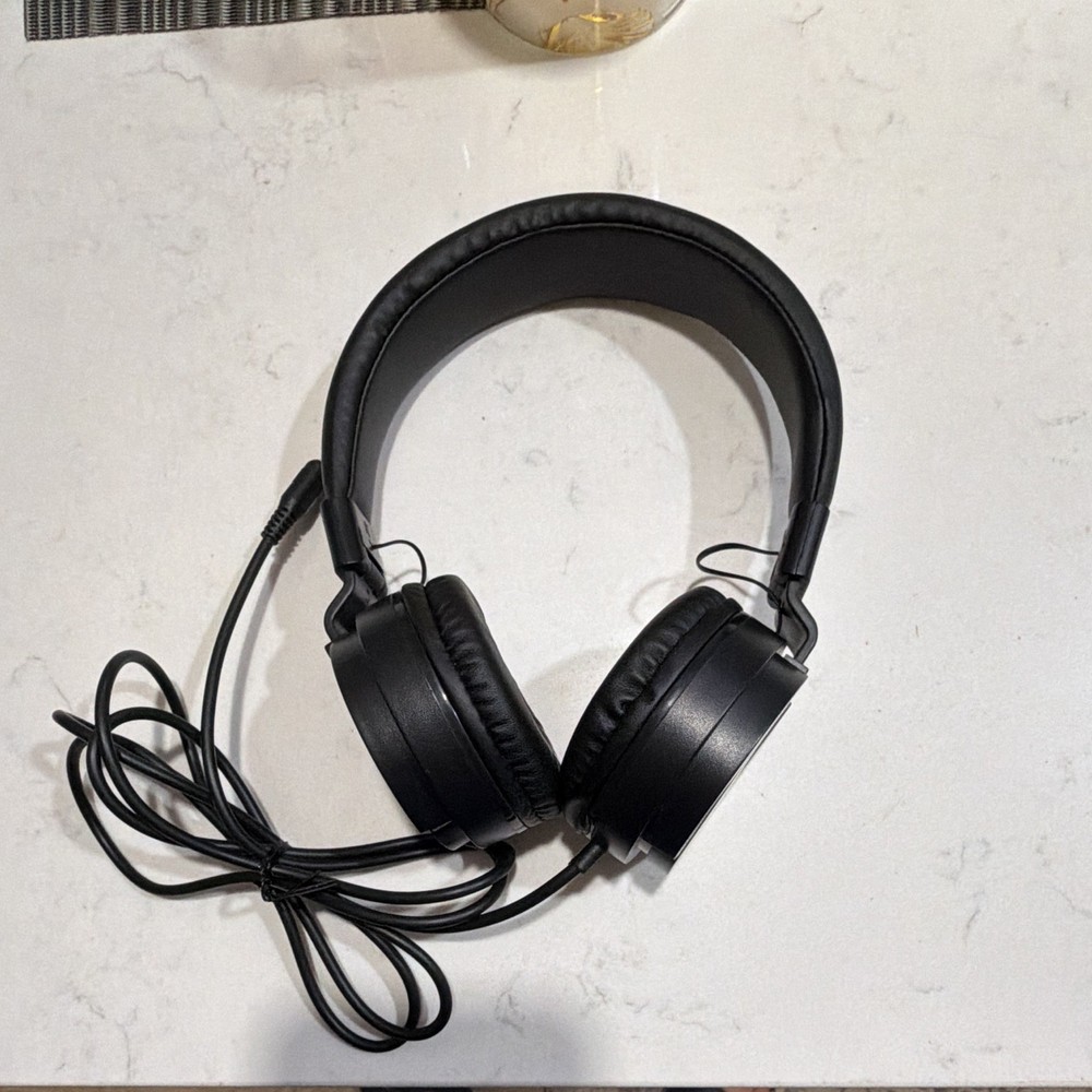 RockJam Wired Over-Ear Headphones Black 3.5mm Jack Adjustable Headband