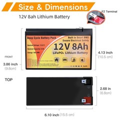 12V 100Ah LiFePO4 Lithium Battery with BMS, 4000+ Deep Cycles, Waterproof Chargi