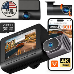 70Mai 4K T800 3 Channel Dash Cam, Dash Cam Front and Rear Inside(2160P+2160P+108