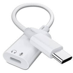 USB C to Lightning Headphone Audio Adapter, C Male White