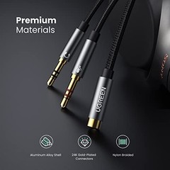 3.5mm Headphone Splitter 2 in 1 Audio Adapter for PC Laptop Gaming Headset Mic