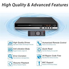 1080p DVD Player All Region Free DVD CD USB Player with HD+RCA Output US C7N0