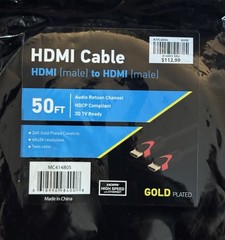 Inland 50′ HDMI Cable 24K Gold-Plated Male To Male MC414805