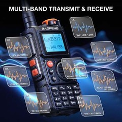 Baofeng K6 5W Tri-Band Ham Radio UHF/VHF/1.25M/NOAA/FM/Air Receiver Type-C 999CH
