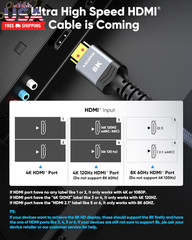 8K 10K 4K HDMI Cable 48Gbps 6.6FT/2M, Certified Ultra High Speed 2.1 HDMI Cable