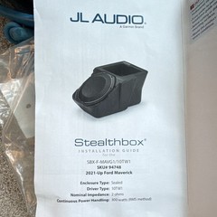 JL Audio Stealthbox Unloaded Subwoofer Enclosure Fits 2022-2026 Ford Maverick