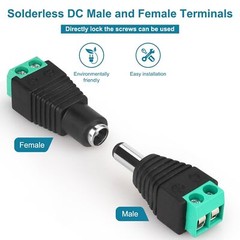 20 Pairs Male Female DC Power Jack Connector Plug 2.1 x 5.5mm for Audio CCTV LED