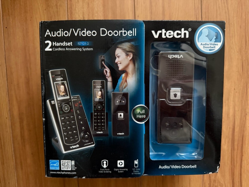 VTech IS7121-2 DECT 6.0 Cordless Phone System w Audio/Video Doorbell 2 Handsets