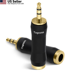 Togconn 1/8 Inch to 1/4 Adapter 2 Pack, 3.5mm(TRS) Male 6.35mm Female