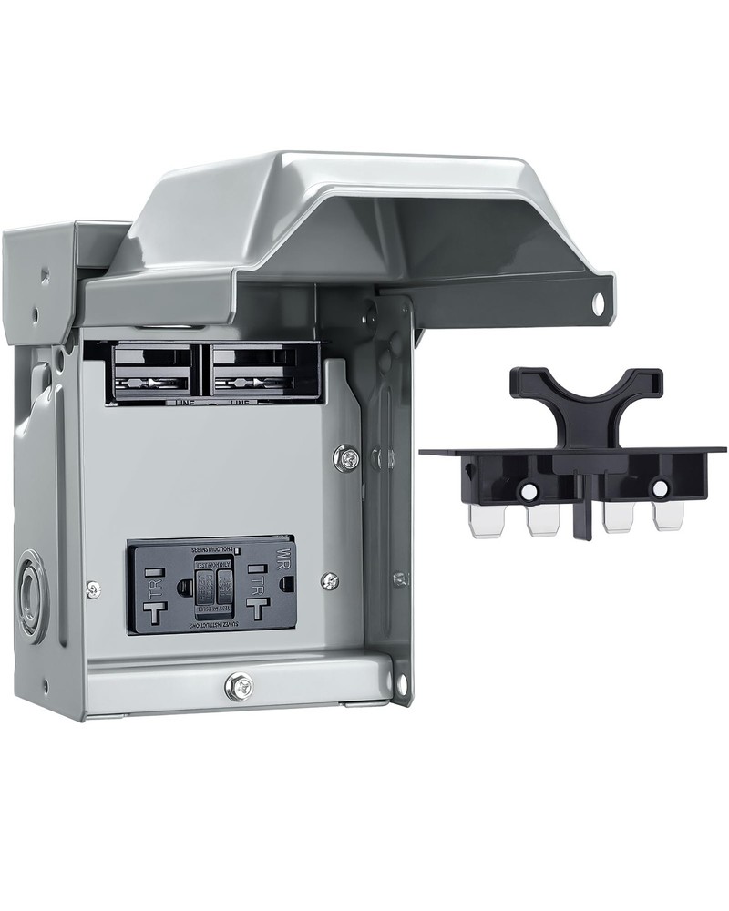 60 Amp Non-Fused AC Disconnect Box with Pull-Out Switch and GFCI Receptacle, …