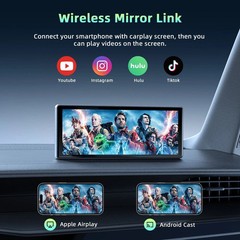 Lamtto 10.26″ Touch Screen Portable Car Stereo Wireless CarPlay Voice Control FM