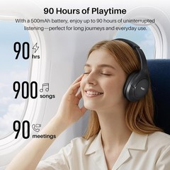 HT3 Hybrid Noise Cancelling Headphones: 90H Wireless, AI Assistant, Hi-Res Sound