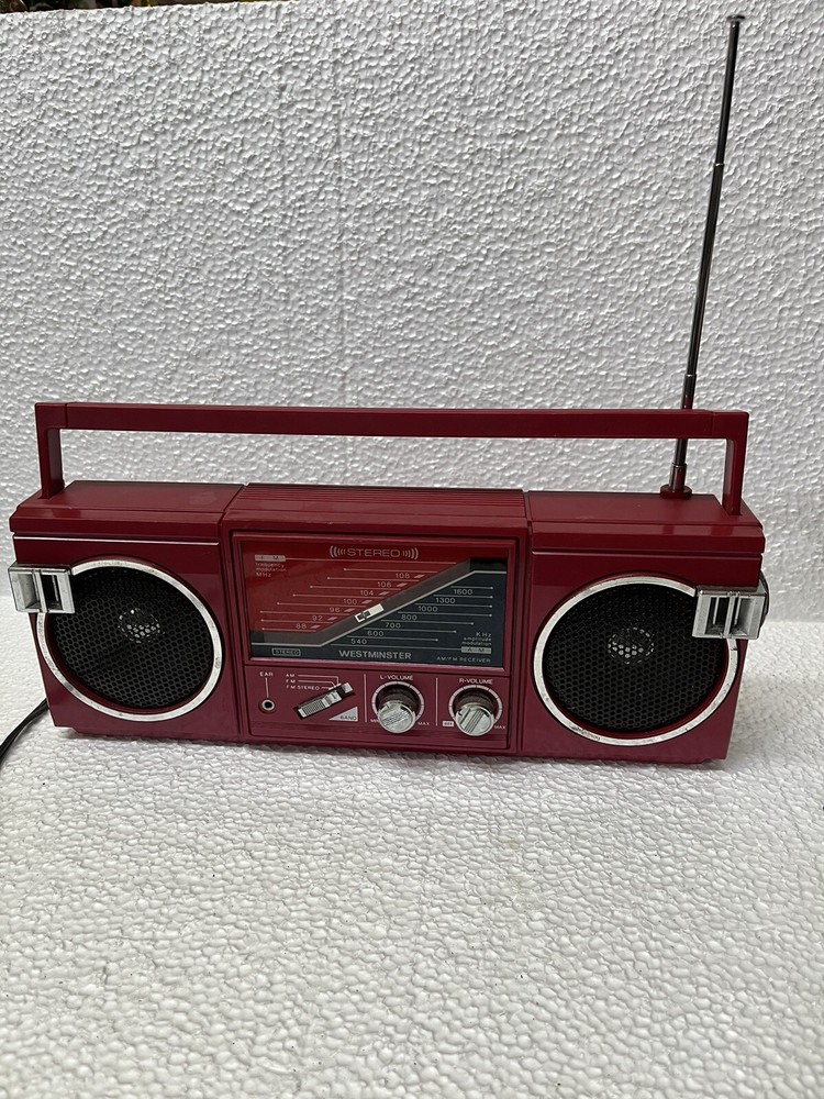vtg Westminster model FS 2000 Mini red boombox 13” Working Hong Kong