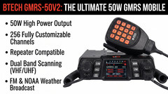 BTECH GMRS-50V2 50W 256 Fully Customizable Channels Mobile GMRS Two-Way Radio