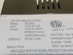 Power Inverter, 100W Output, 5V DC USB Port, Auto and Airplane 12V DC Adapters