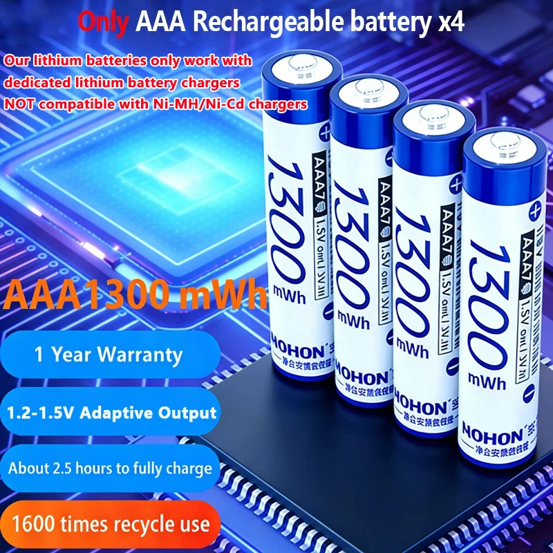 Rechargeable Lithium Battery AA 3600Mwh/Aaa 1300Mwh Original Batteries High Capa