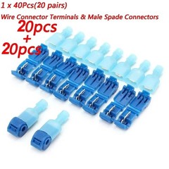 20Pcs Insulated 22-10 AWG T-Taps Quick Splice Wire Terminal Connectors No Solder