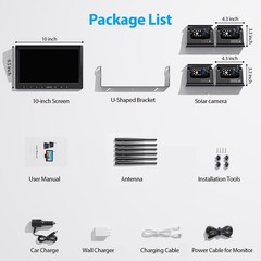 Wireless Magnetic Solar Backup Camera HD 1080P 10.1″ DVR Monitor RV Truck Ship