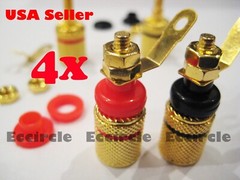 4 pcs Binding Post Amplifier Speaker Terminal Banana Plug Socket Connector 4mm