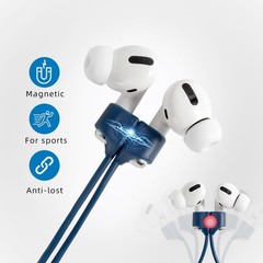 Magnetic Anti-Lost Straps for AirPods,4 Pack Ultra Black/White/Grey/Blue