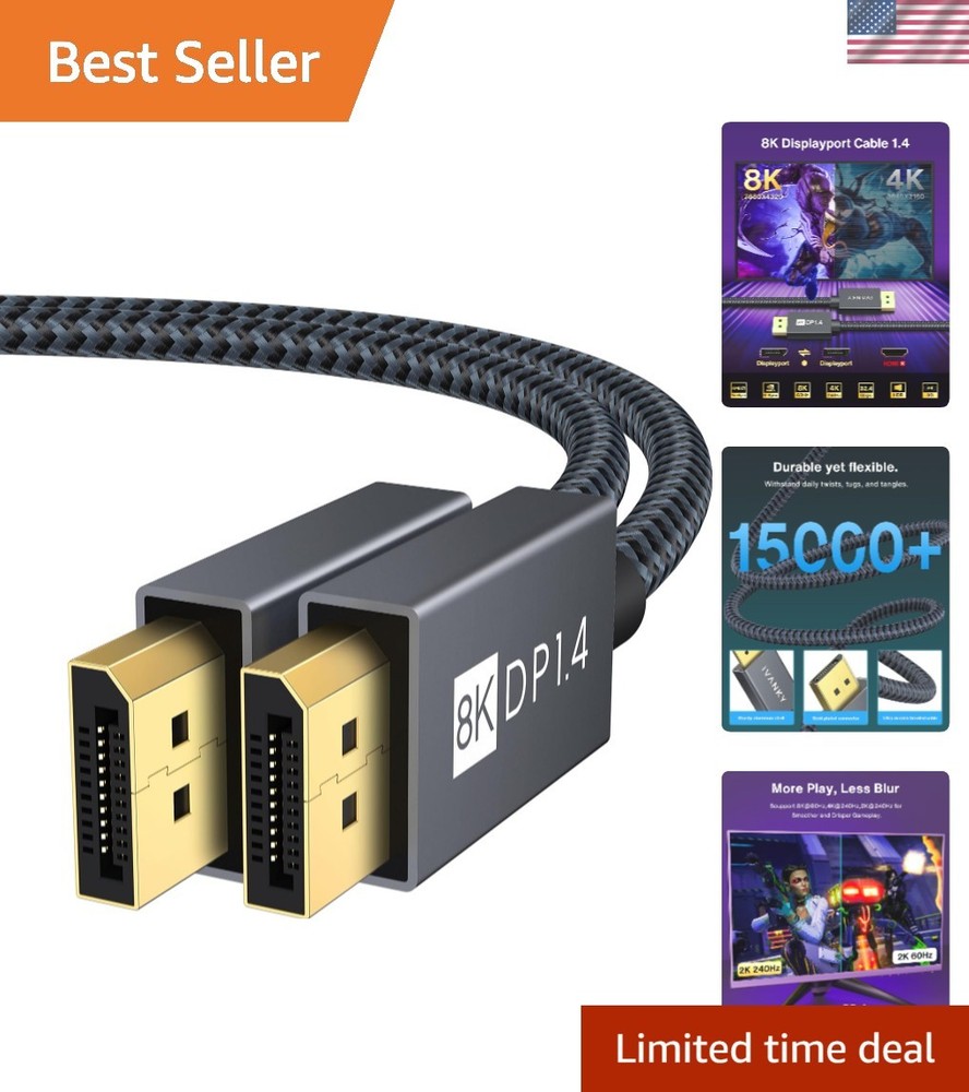 6.6ft DisplayPort 1.4 Cable – Supports 8K@60Hz, HDR & Gaming Devices