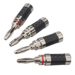 4x Banana Plug For Hifi Speaker Carbon Fiber Rhodium Plated Banana Connector NEW