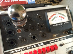 Sylvania 6080 Vacuum Tube, Triple Mica, Ceramic Base code DA EBC Tests GOOD USA