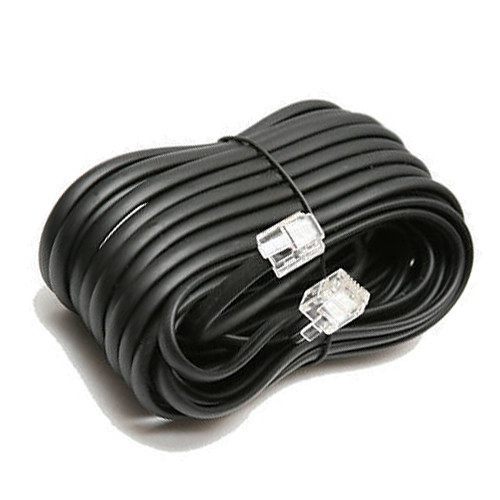 3X 18′ ft Telephone Extension Cord Black Phone Cable Wire Line W/ Connectors
