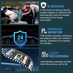 360° Dash Cam Front and Rear Inside,4 Channel Camera FHD 1080P Recorder G-Sensor