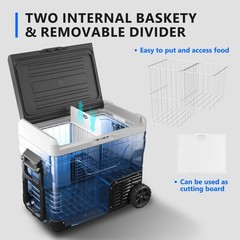 12V Car Refrigerator Electric Cooler DC/AC, -4℉~68℉, Freezer Cooler with Wheels