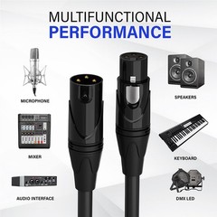 LyxPro Microphone 6 feet XLR Cable, Male to Female, 3 Pin Mic Cable, Green