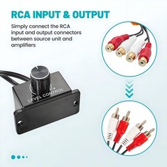 Car Amplifier Remote Bass Level Control Knob Universal Stereo RCA Input Output