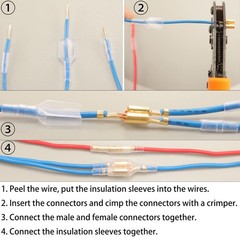 140/700PCS Double Bullet Wire Connectors 3.9mm Male Female Brass Crimp Terminals