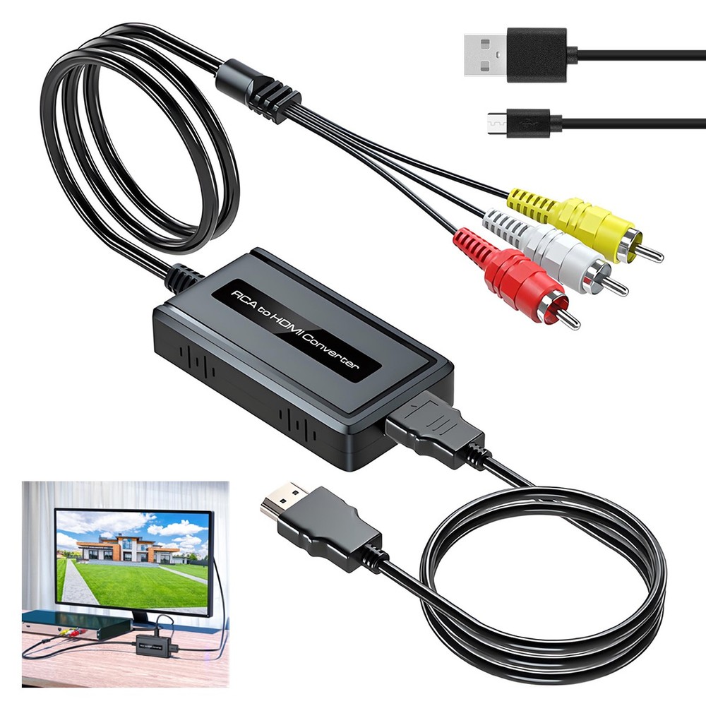 RCA to HDMI Converter, Analog Composite to HDMI Adapter Compatible VCR,DVD,VHS