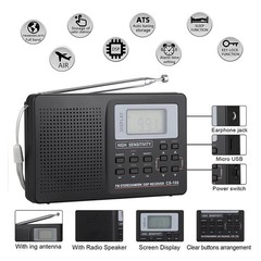Full Band AM/FM/SW/MW/LW Portable Radio Digital Stereo Speaker Player+Headphones