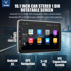10.1 inch Touch Screen Rotatable Car Stereo Radio 1 DIN Android 13 GPS Navi Wifi