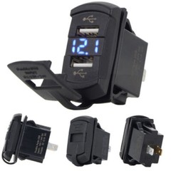 12V-24V PD + QC3.0 Dual USB Car Fast Charger Power Socket Outlet LED Voltmeter