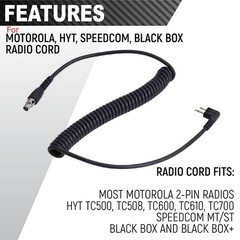 5Pcs 2-Pin to 5-Pin Coil Cord Cable for Motorola HYT Speedcom Radios & Headsets