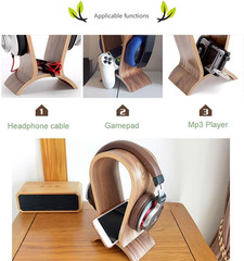 Headphone Stand Wood, Headset Stand for Desk, Walnut Gaming Headphone Holder Com