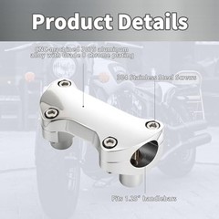 1-1/4″ inch Handlebar Riser/Top Clamp Kit for Harley for 1.25″ Handlebar Chrome