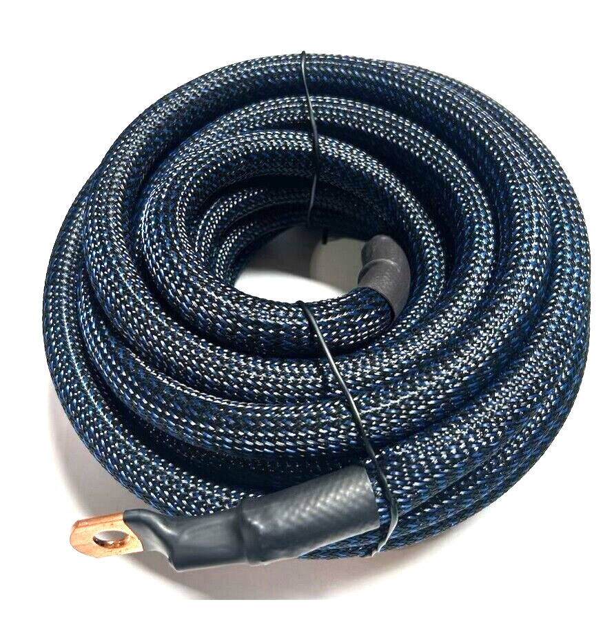 10ft BLACK/BLUE SNAKE SKIN OFC Wire Strands Copper Marine Cable AWG 4 Gauge