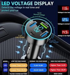 88W Car Charger Super Fast Charging USB 37W Fast Charging + Voltage Monitoring