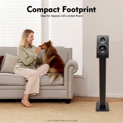 35.4in Rosewood Wood Grain Speaker Stands Pair Sand-Fillable Column 90cm