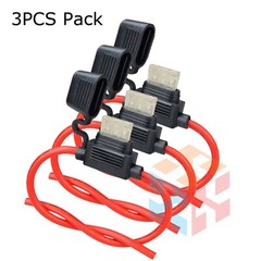 3 Pack 12 Gauge Mini ATC 25A Fuse Holder In Line AWG Wire Copper 12 Volt Blades