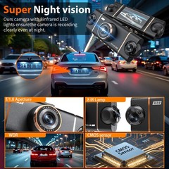 4 Channel Wifi Dash Cam 1080P HD Driving Recorder G-Sensor Car Front+Rear Camera