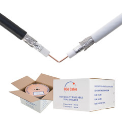 RG6 Coaxial Cable 1000ft 18AWG Dual Shield Outdoor White Black 3GHz Satellite TV